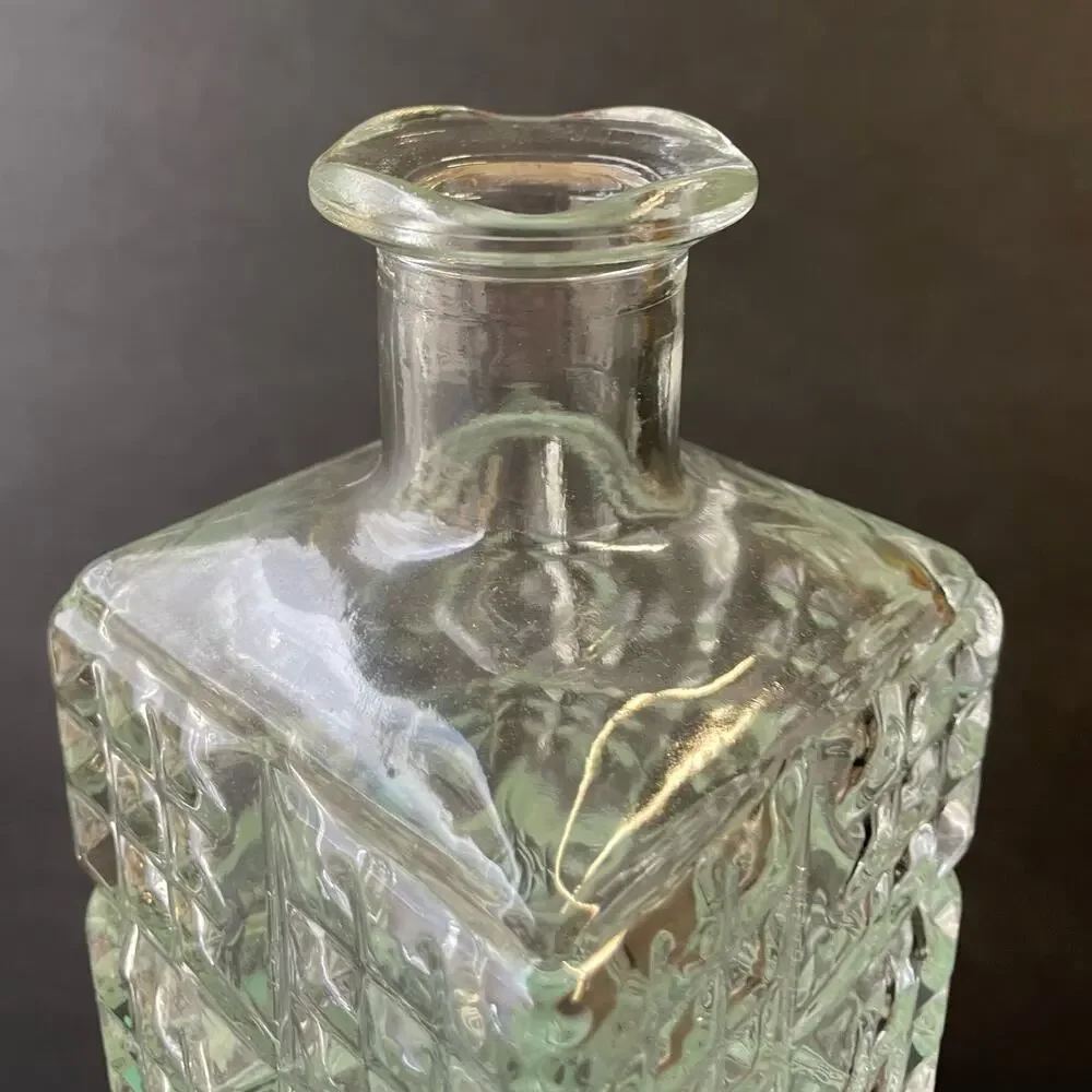 Vintage Clear Quilted Pressed Glass Bottle Bar Decor